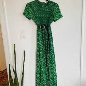 Zara Green Floral Maxi Dress XS